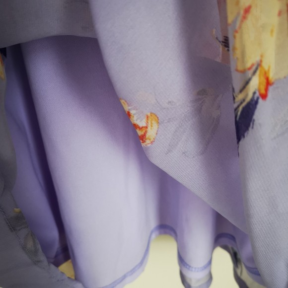 Louna Floral Tie Back Mini Fully Lined Square Neck Summer Dress Purple XS - Picture 7 of 13